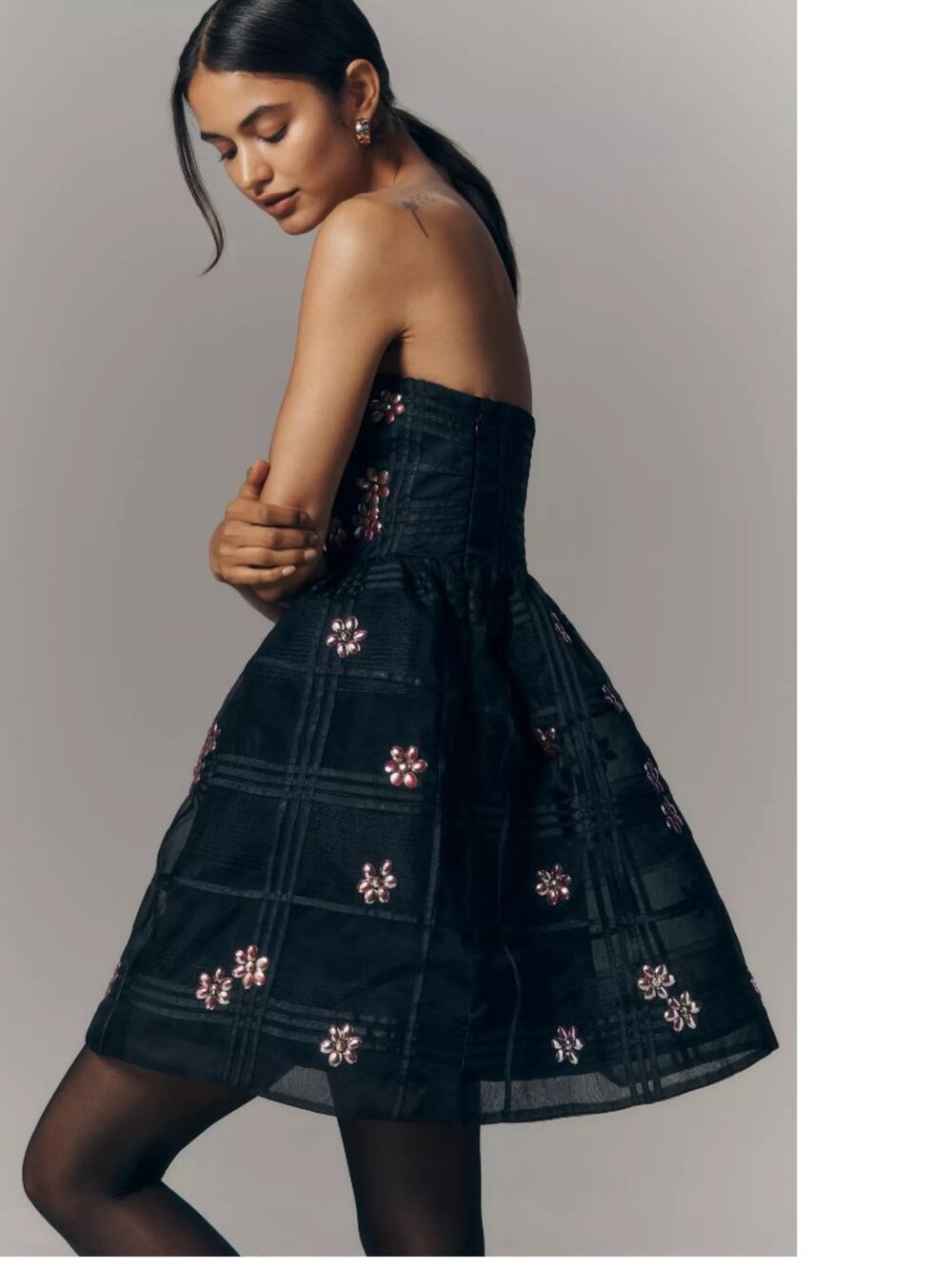 Anthropologie Maeve Strapless Embellished Fit & Flare Mini Dress M new with tag